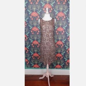 Pisarro Nights Sleeveless Beaded Sequin Cocktail Party Sheath Mushroom Dress 8